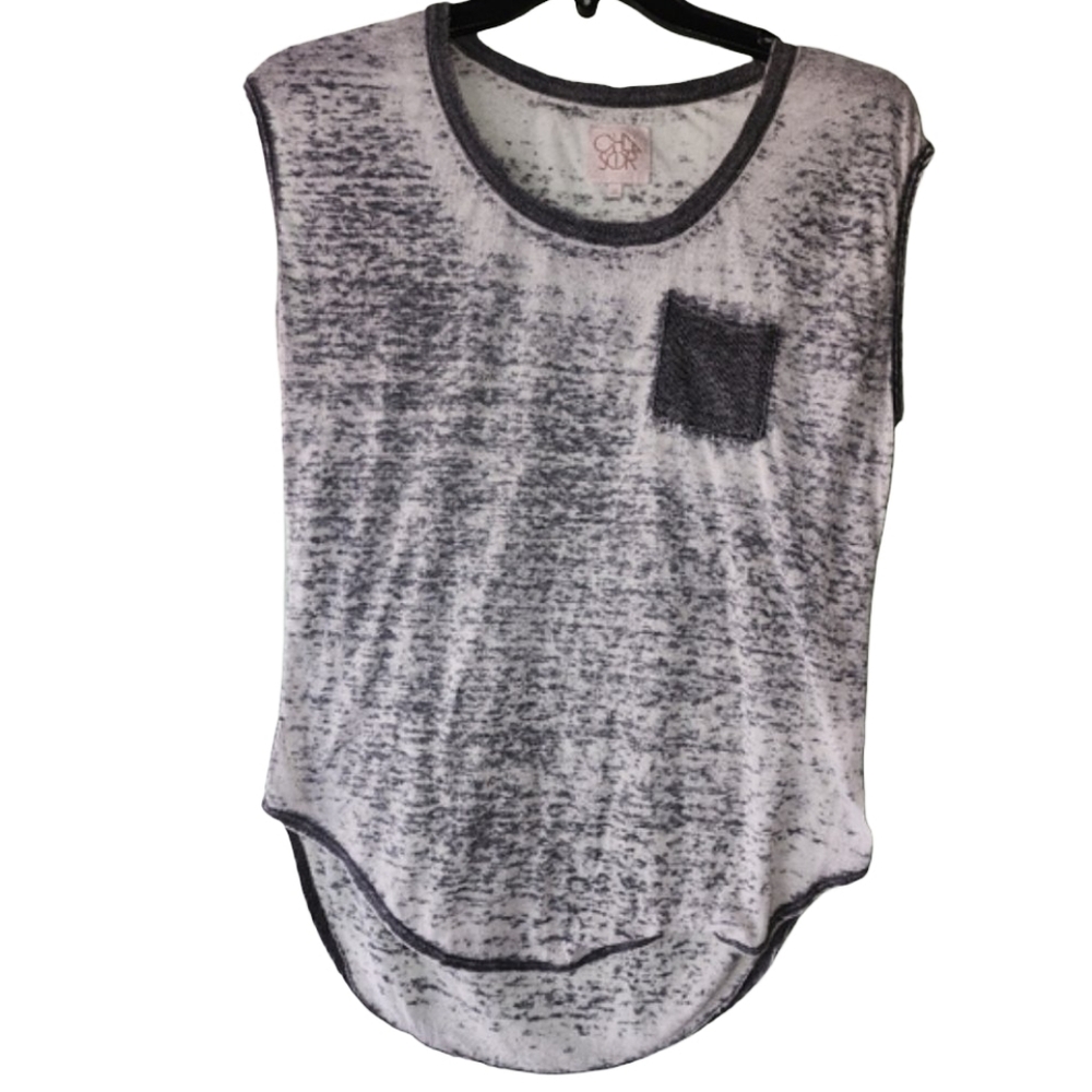 CHASER Gray Burn-Out Pocket Tee | Distressed Vintage Style | Size S